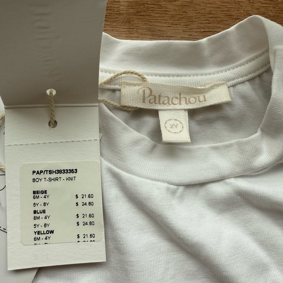 Patachou Boys White and Light Blue Crest T-Shirts - Picture 3 of 6